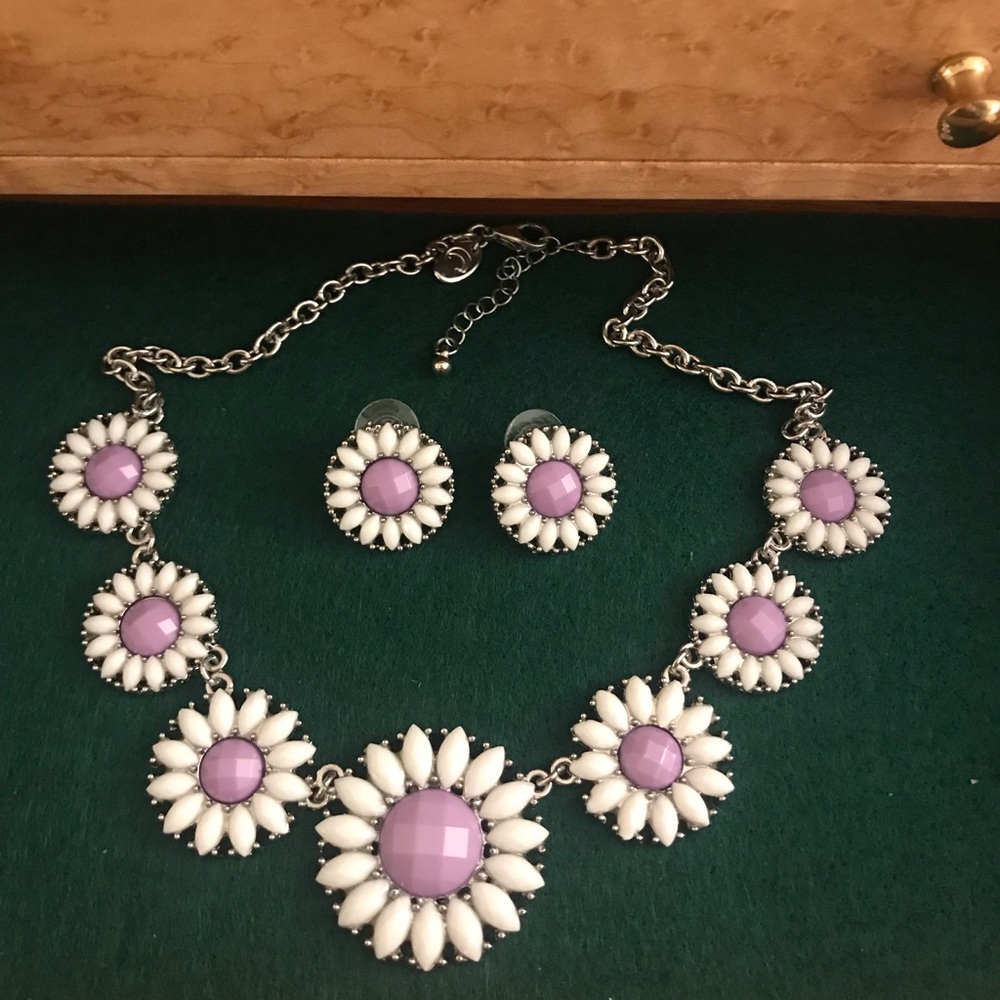 Statement necklace with matching earrings.